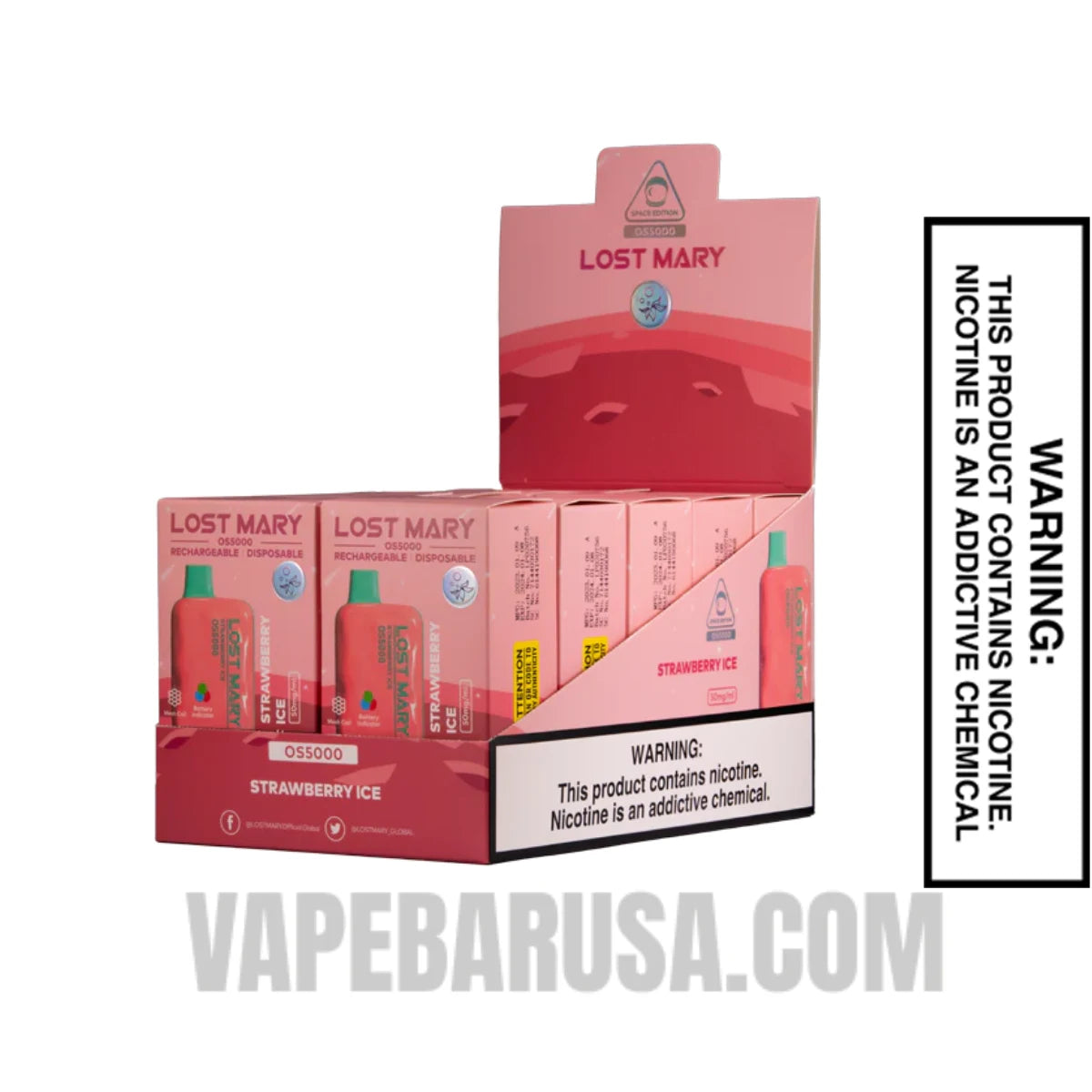 Strawberry Ice Lost Mary OS5000 Disposable Vape With Bundle Pack