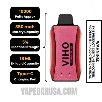 Strawberry Ice VIHO Turbo Vape 10000 Puffs