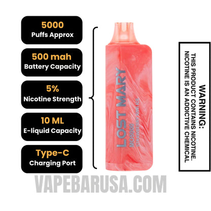 Strawberry Kiwi Ice Lost Mary MO5000 Disposable Vape Specifications