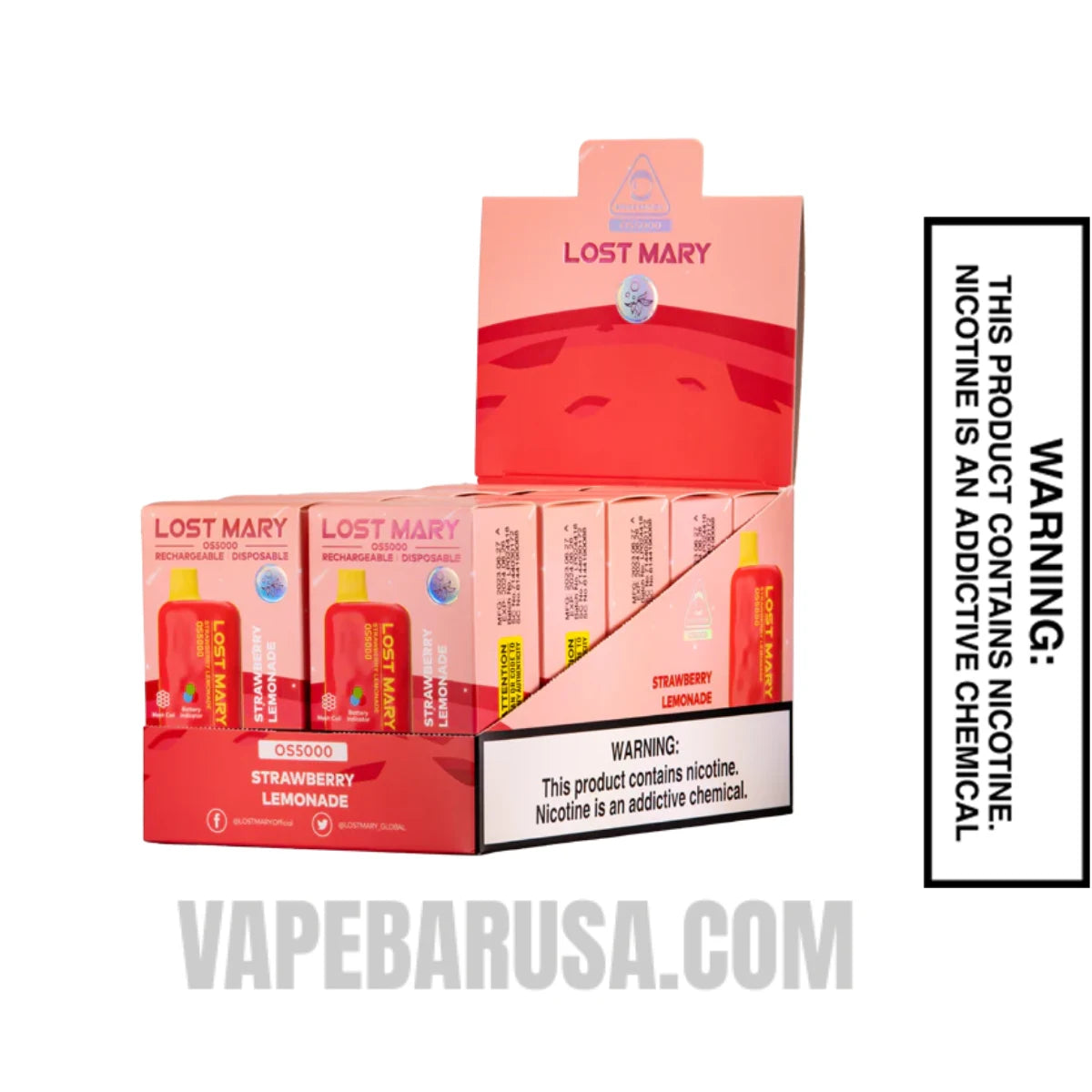 Strawberry Lemonade Lost Mary OS5000 Disposable Vape With Bundle Pack