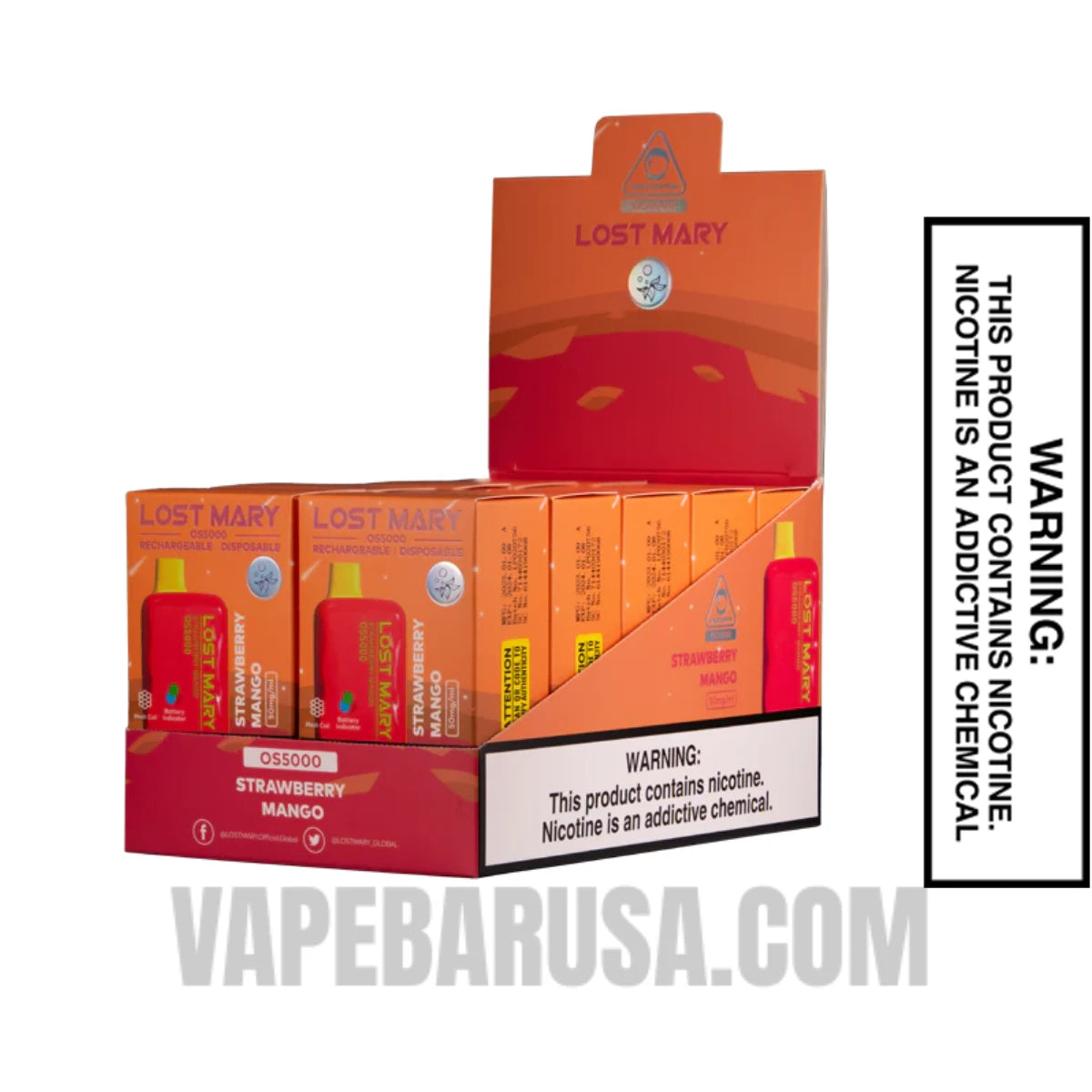 Strawberry Mango Lost Mary OS5000 Disposable Vape With Bundle Pack