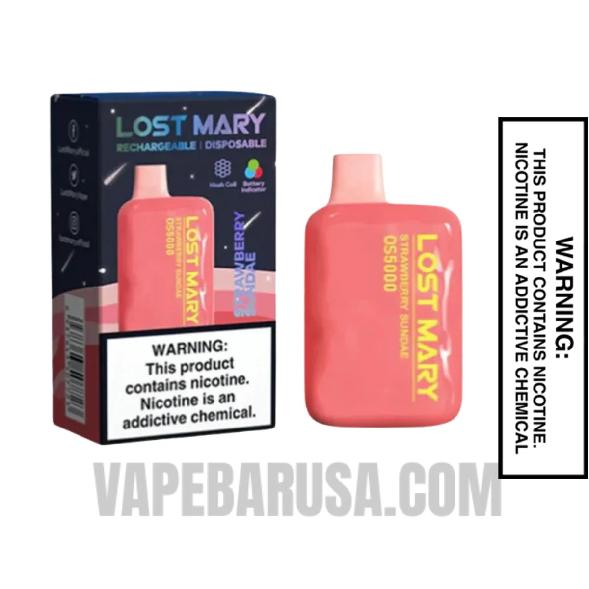 Strawberry Sundae Lost Mary OS5000 Disposable Vape With Package Box