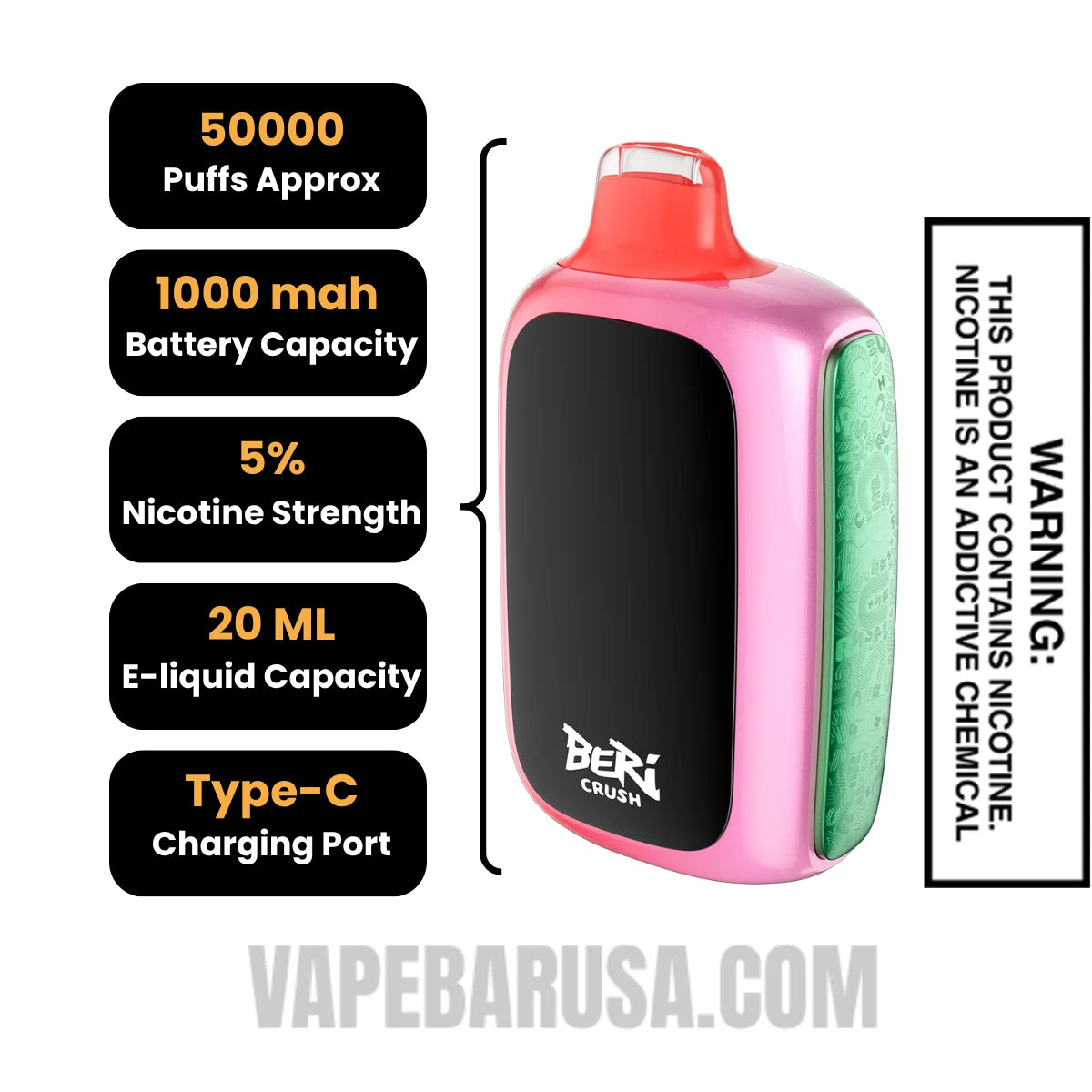 Strawberry Watermelon Beri Crush 50K Disposable Vape Specifications