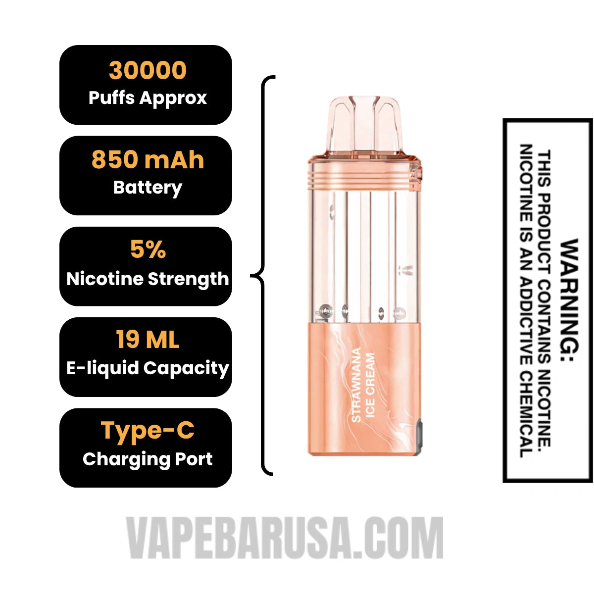 Strawnana Ice Cream Foger Switch Pro 30K Disposable Vape Pod Specifications
