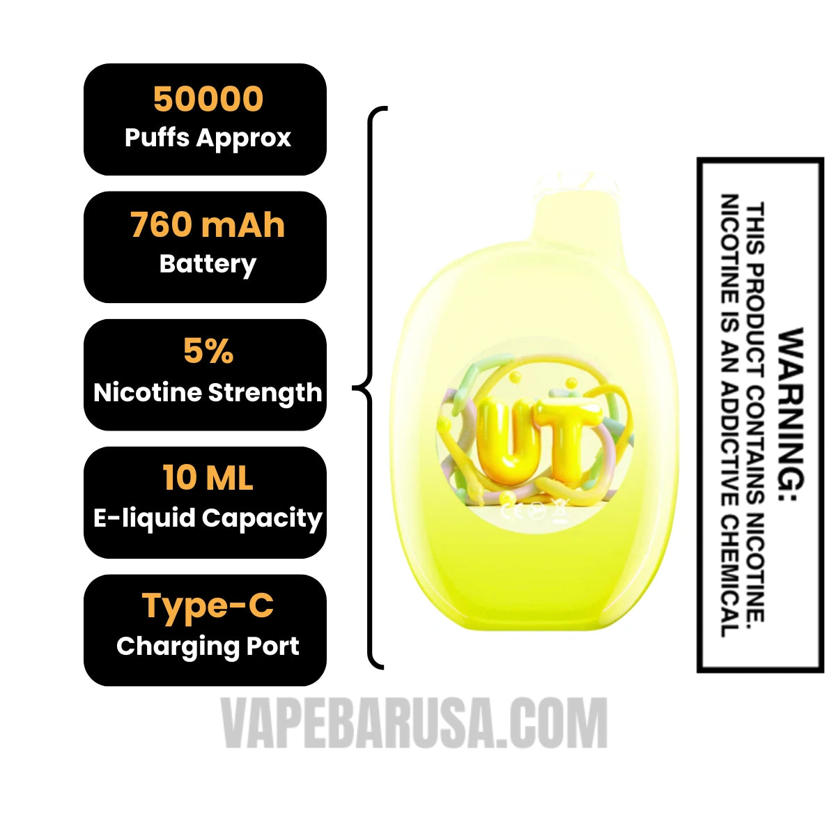 Strawnana/Gelato Flum UT 50K Disposable Vape Specifications