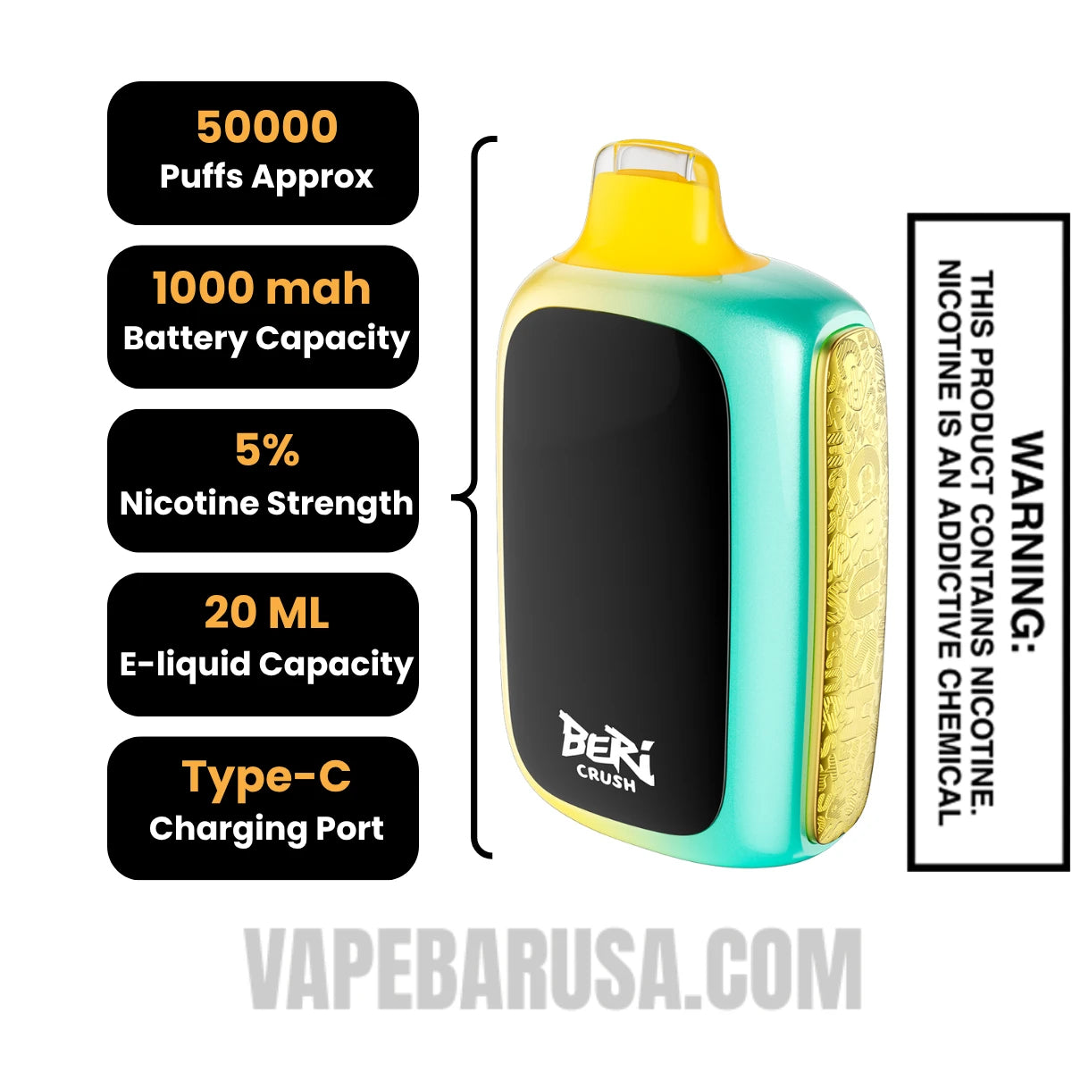Summer Glacier Beri Crush 50K Disposable Vape Specifications