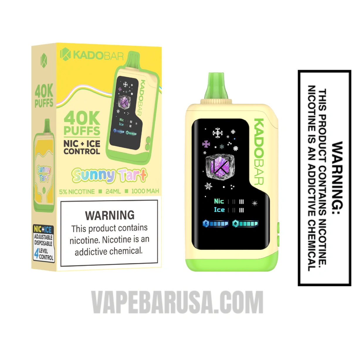 Sunny Tart Kado Bar NI40K Ice-Nic Control Disposable Vape With Package Box