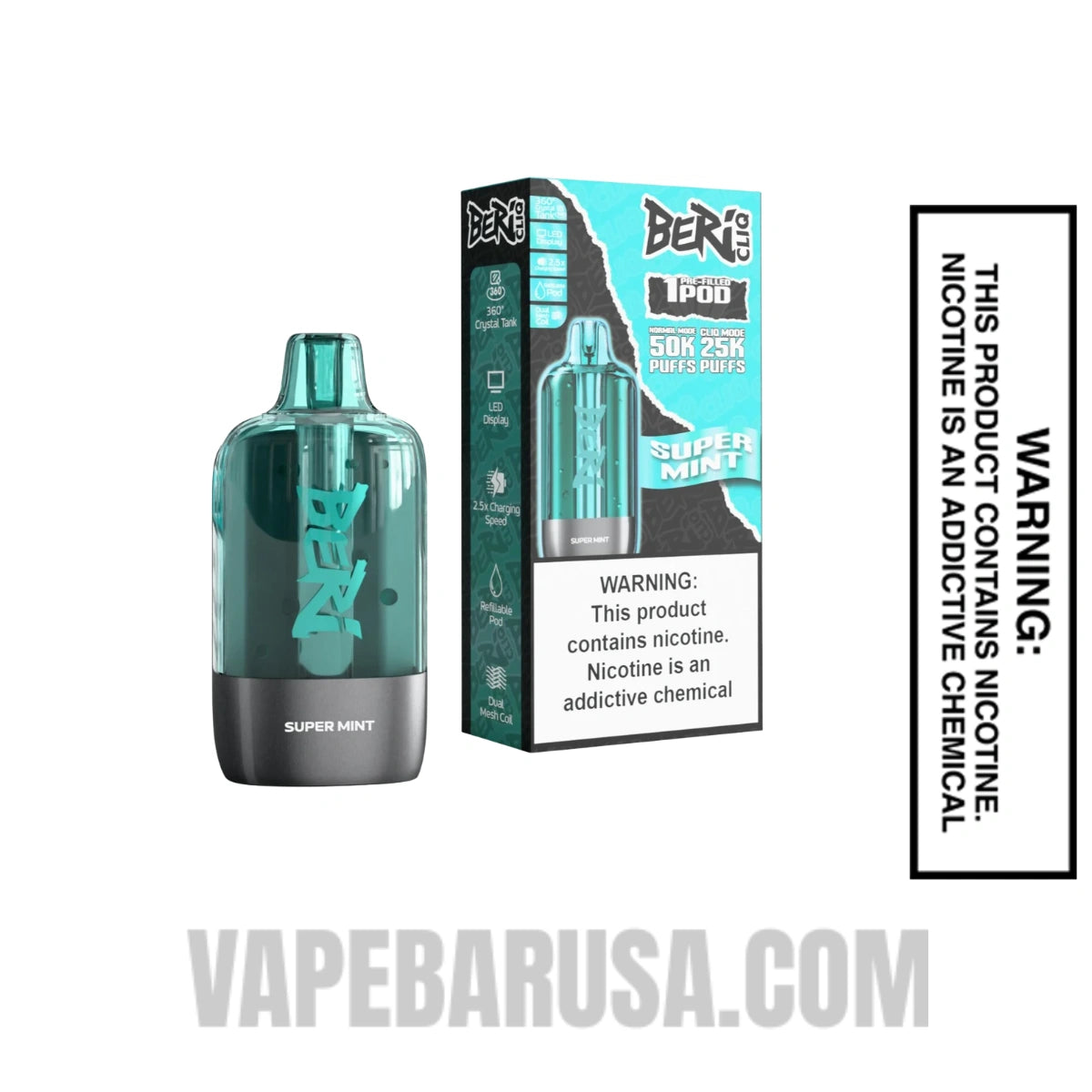 Super Mint Beri Cliq 50K Disposable Vape Pod With Package Box