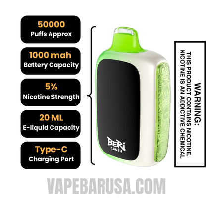 Super Mint Beri Crush 50K Disposable Vape Specifications