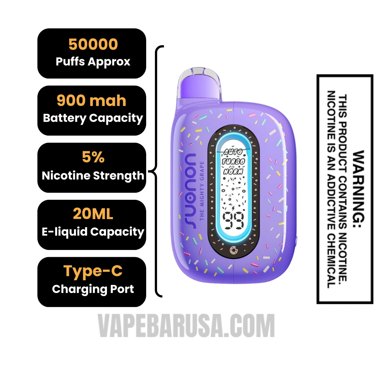The Mighty Grape Suonon Donete 50k Disposable Vape Specifications