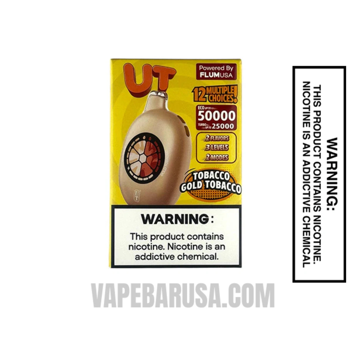 Tobacco/Gold Tobacco Flum UT Bar 50K Disposable Vape With Package Box