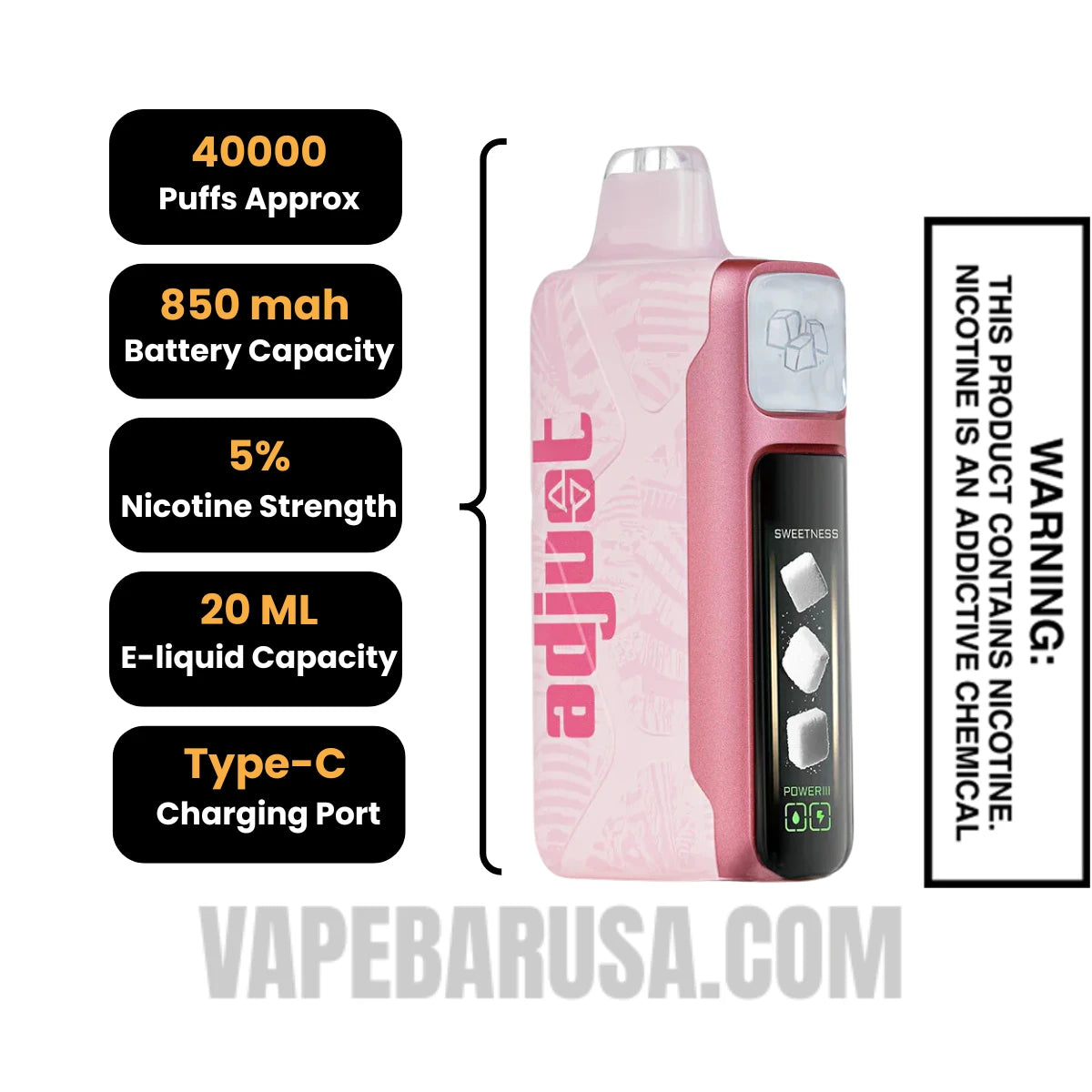 Triple Berry Adjust MySweet 40K Disposable Vape Specifications