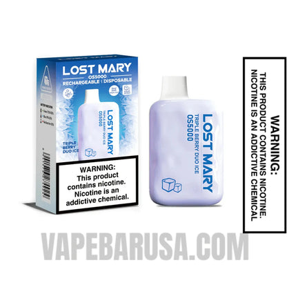 Triple Berry Duo Ice Lost Mary OS50000 Zero Nicotine Vape With Package box