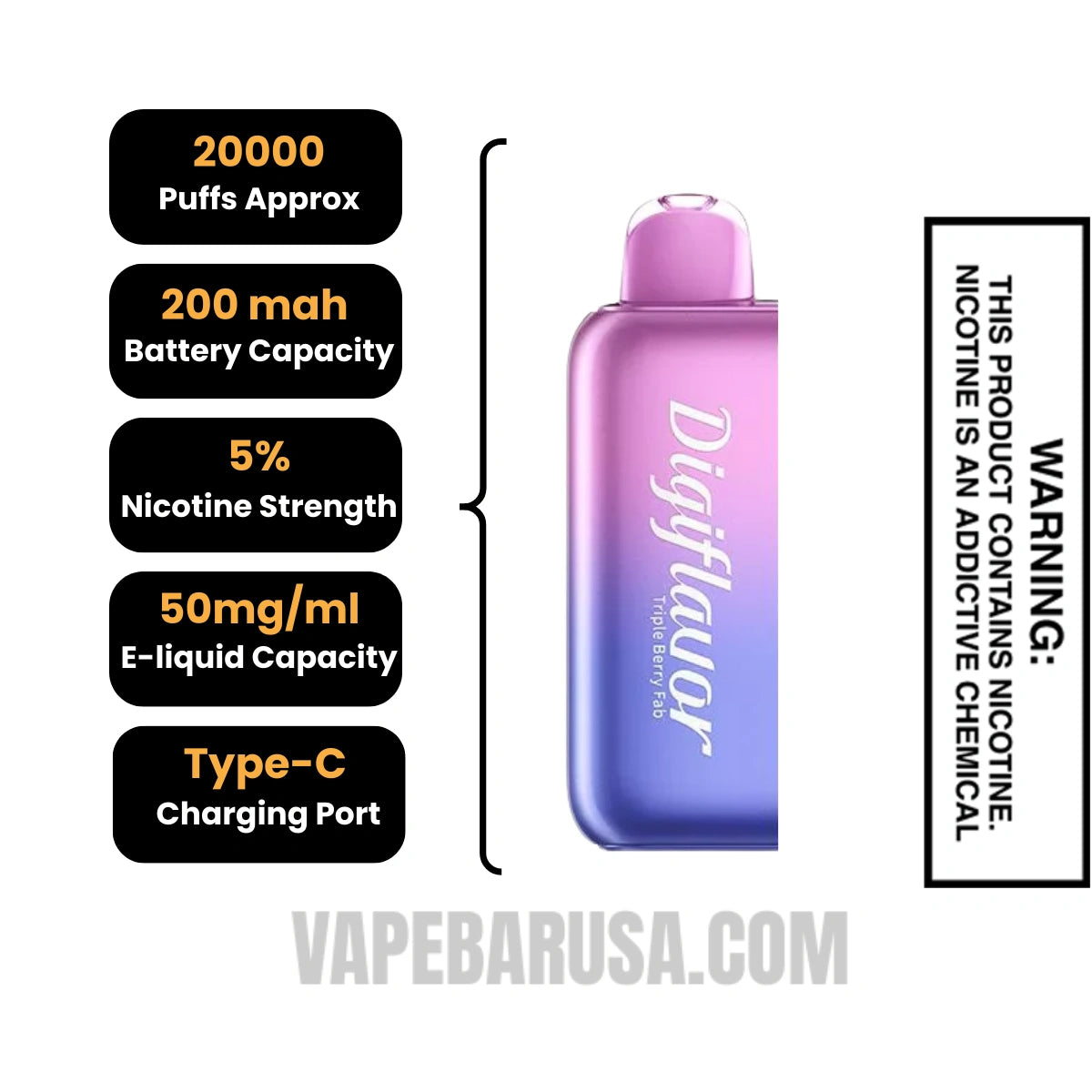Triple Berry Fab Digiflavor BRK 20K Disposable Pod Specifications