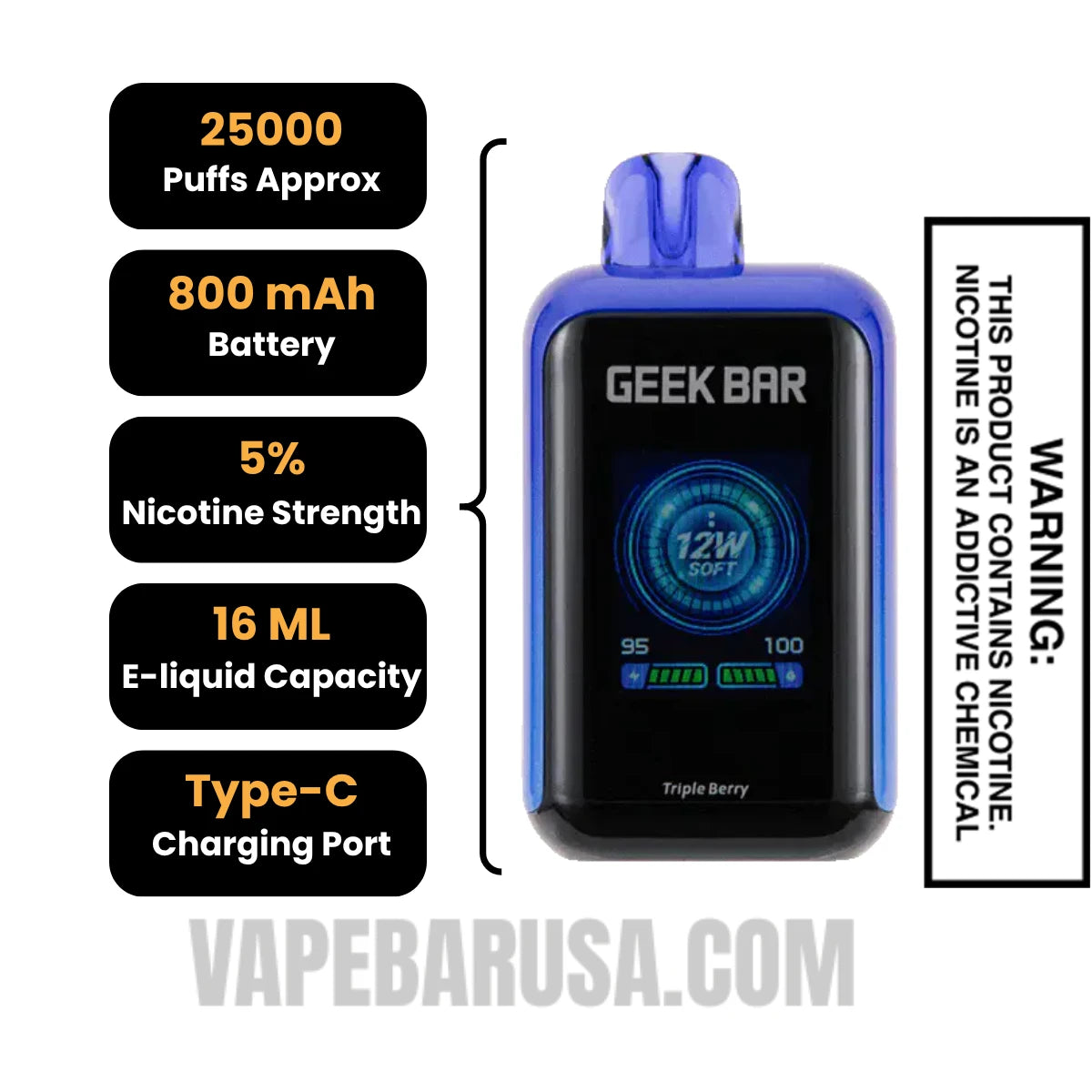 Triple Berry Geek Bar Skyview Disposable Vape Specifications