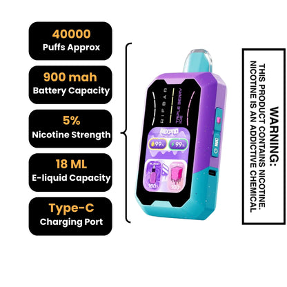 Triple Berry Ice Rifbar MixPro Sweet 40K Disposable Vape Specifications