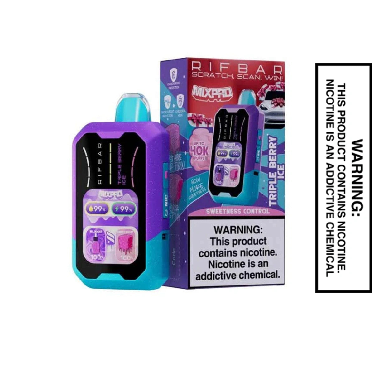 Triple Berry Ice Rifbar MixPro Sweet 40K Disposable Vape With Package Box