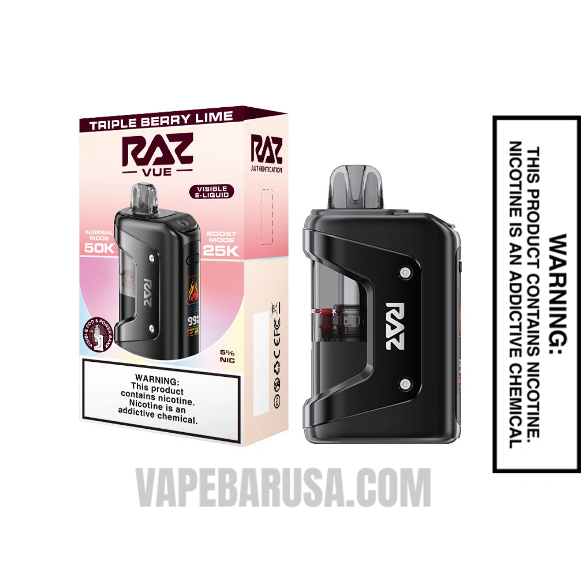 Triple Berry Lime RAZ VUE 50K Disposable Kit With Package Box