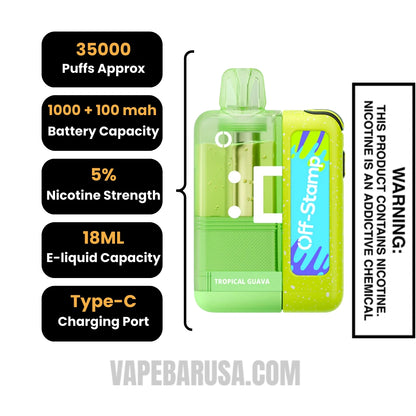Tropical Guava Off Stamp X Crystal Cube 35K Disposable Kit Specifications