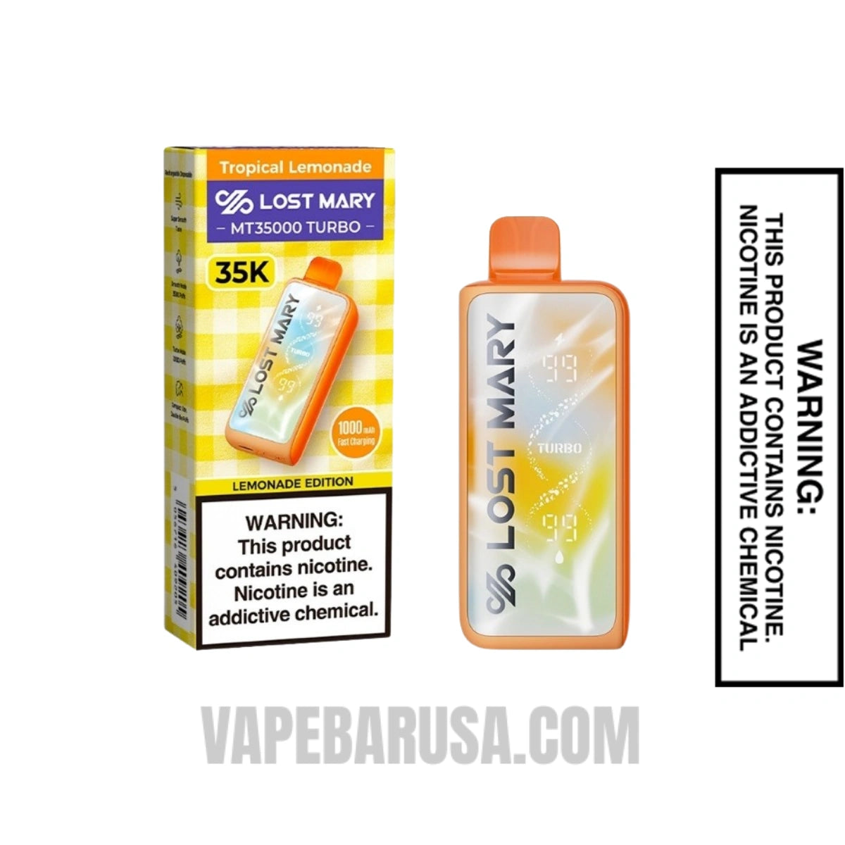 Tropical Lemonade Lost Mary MT35000 Turbo Disposable Vape with package box