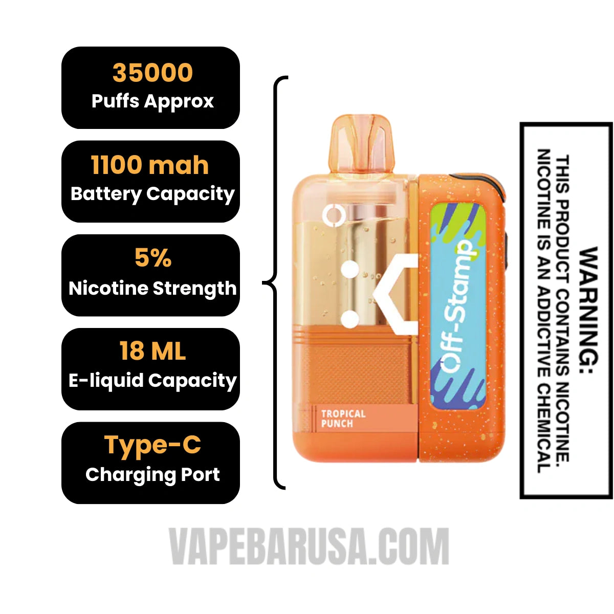 Tropical Punch Off Stamp X Cube Crystal Cube 35K Vape Kit Specifications