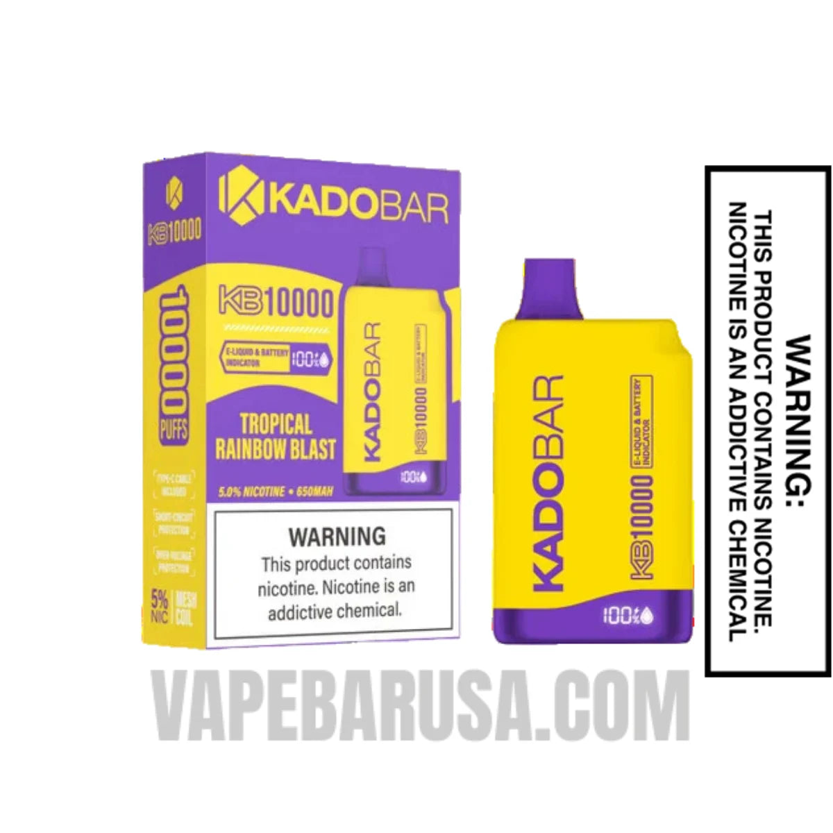 Tropical Rainbow Blast Kado Bar KB10000 Disposable Vape With Package Box