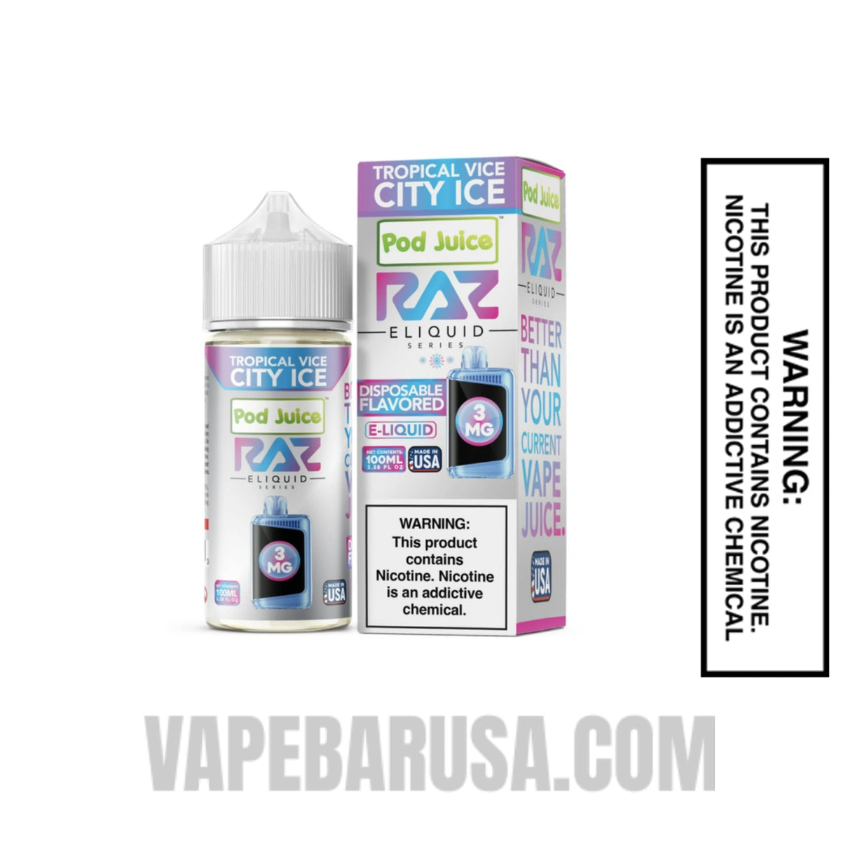 Tropical Vice City Ice RAZ Vape Juice 100 ML With Package Box