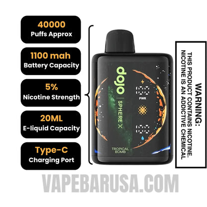 Tropical Bomb Dojo Sphere X 40K Disposable Vape Specifications