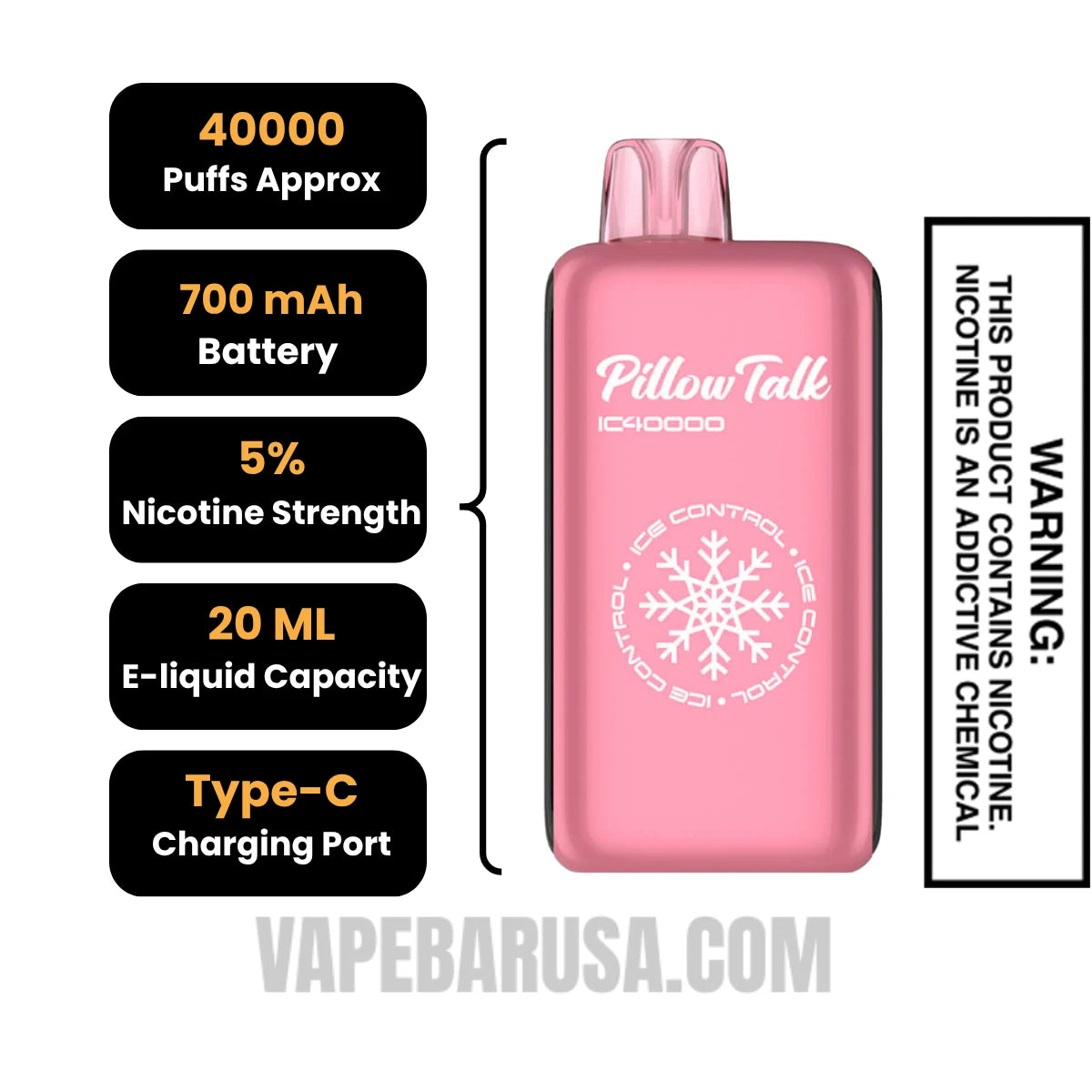 Tropical Rainbow Blast Pillow Talk IC40000 Disposable Vape Specifications