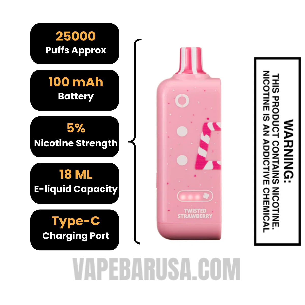 Twisted Strawberry Off Stamp Sweet Cube Disposable Vape Specifications