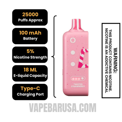 Twisted Strawberry Off Stamp Sweet Cube Disposable Vape Specifications