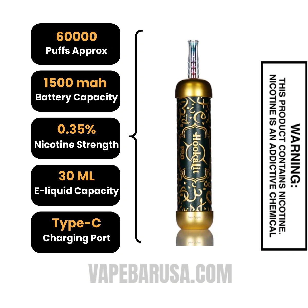 Two Apple OLIT Hookalit Pro 60K Disposable Vape Specifications