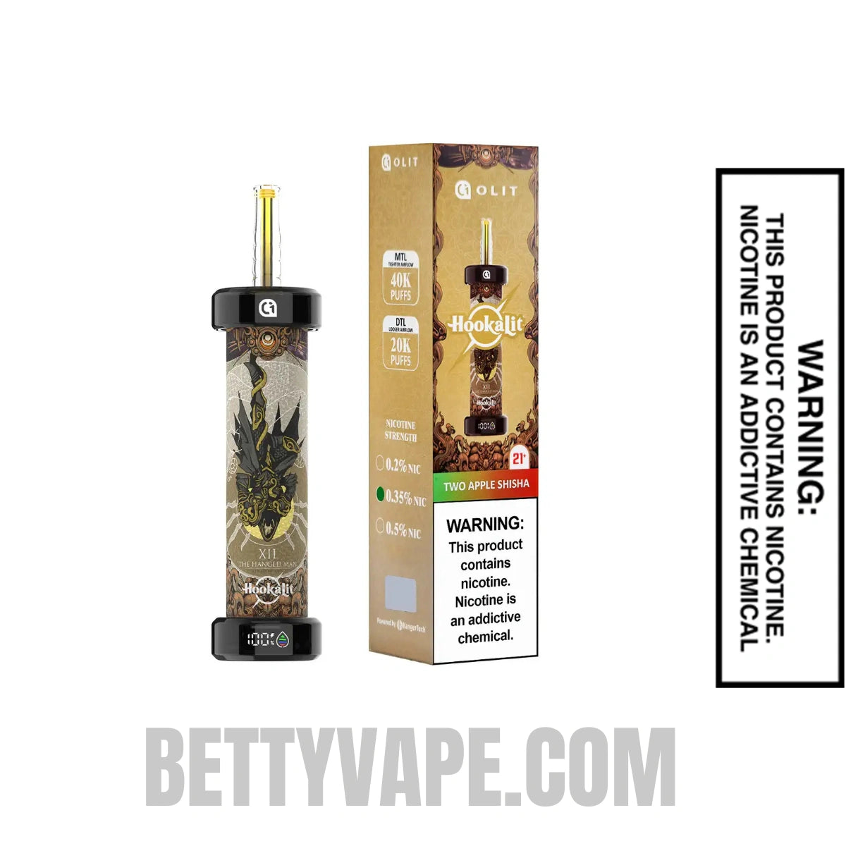 Two Apple Shisha OLIT Hookalit 40000 Disposable Vape With Package Box