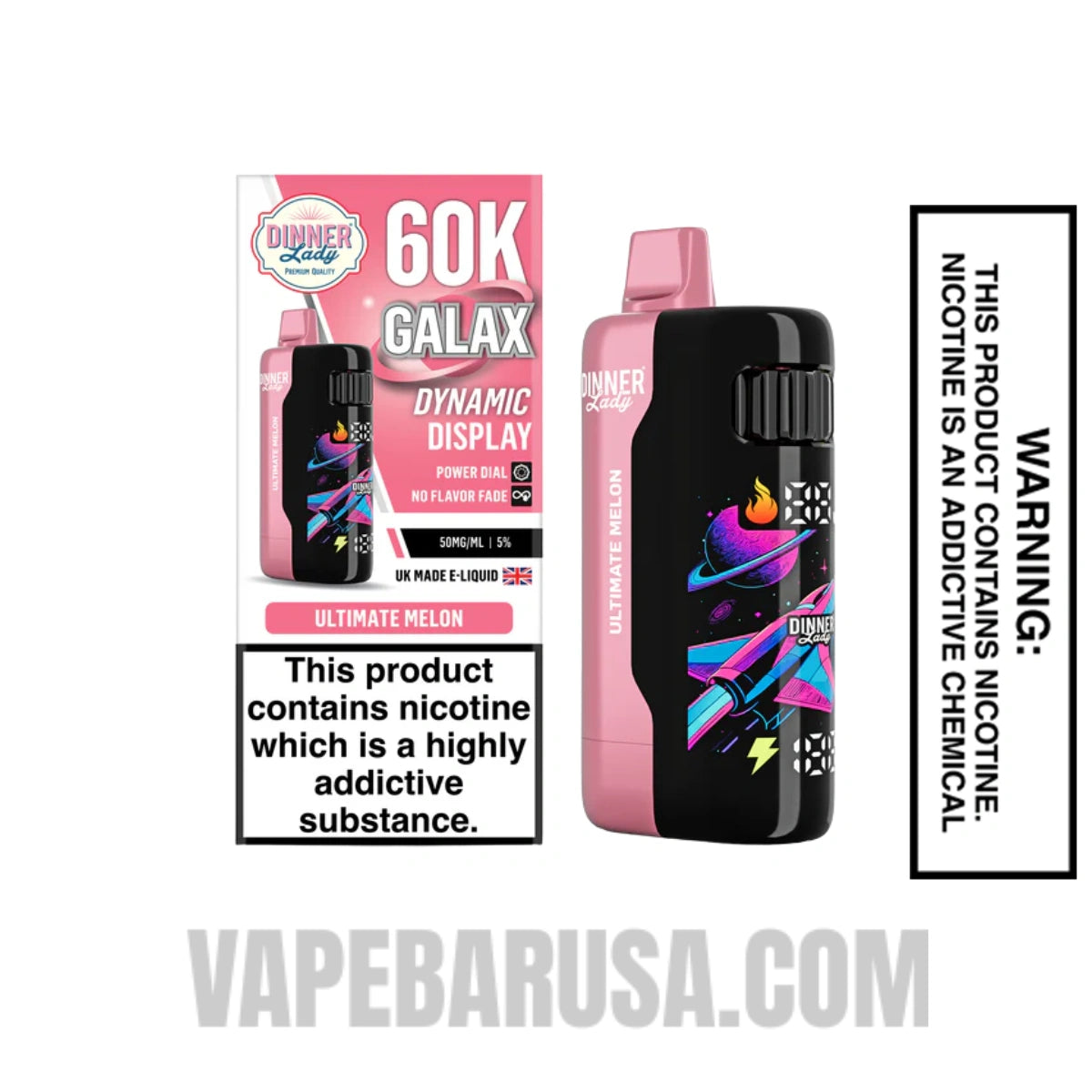 Ultimate Melon Dinner Lady Galax 60K Disposable Vape with package box