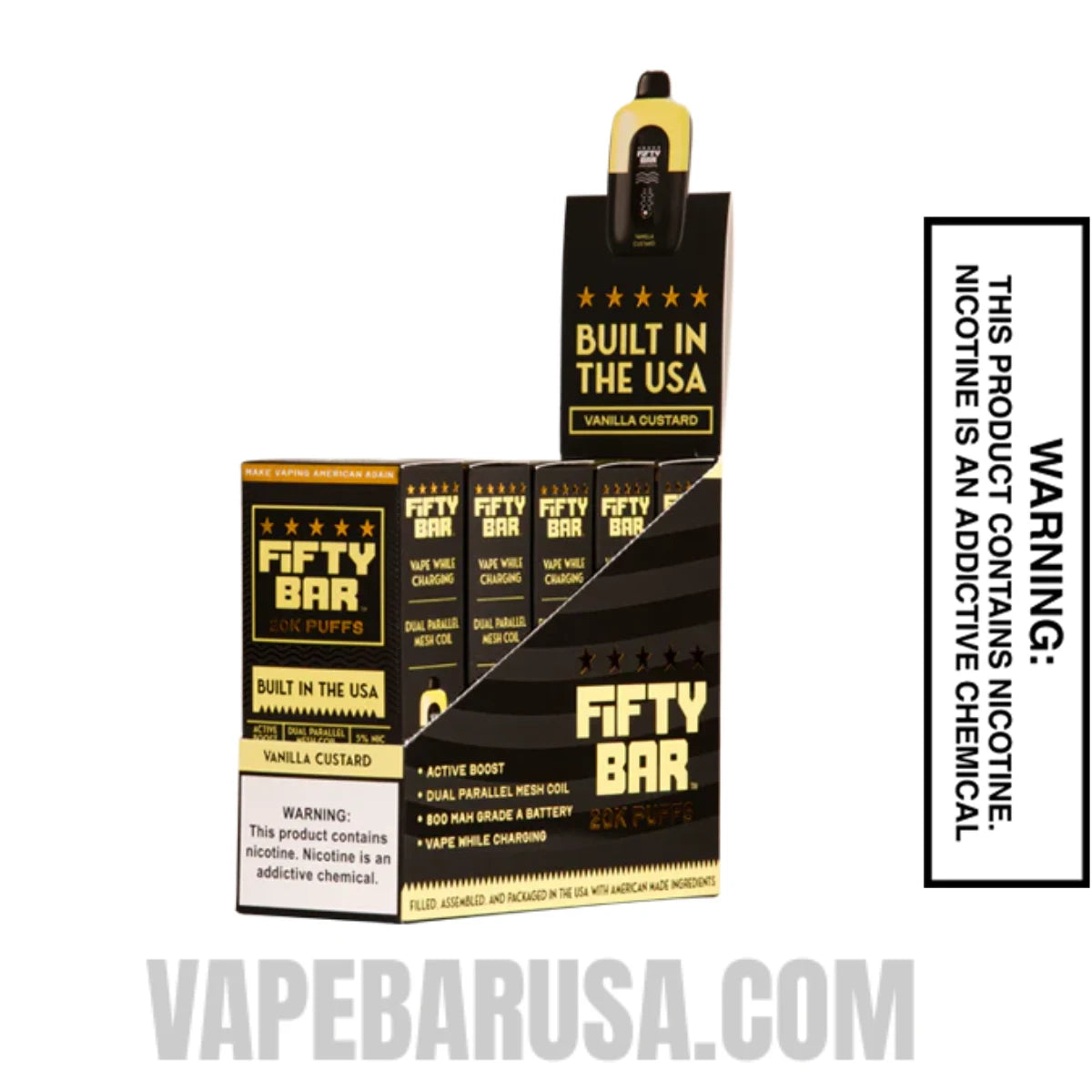 Vanilla Custard Fifty Bar 20k Disposable Vape With Bundle Pack