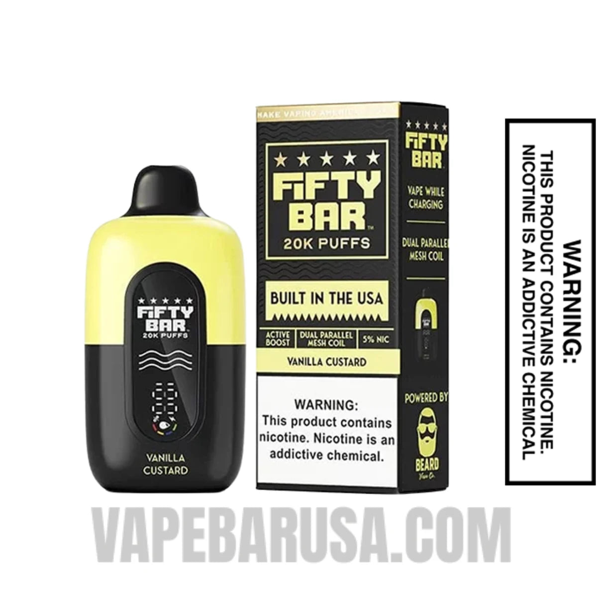 Vanilla Custard Fifty Bar 20k Disposable Vape With Package Box