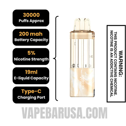 Vanilla Ice Cream Foger Switch Pro 30K Disposable Vape Pod Specifications