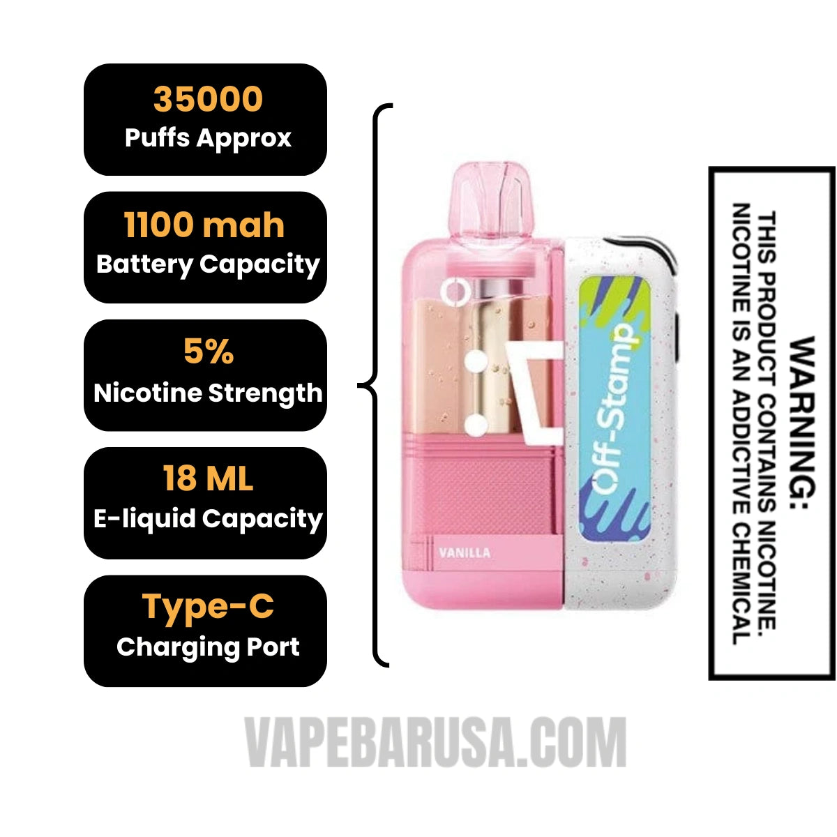 Vanilla Off Stamp X Cube Crystal Cube 35K Vape Kit Specifications