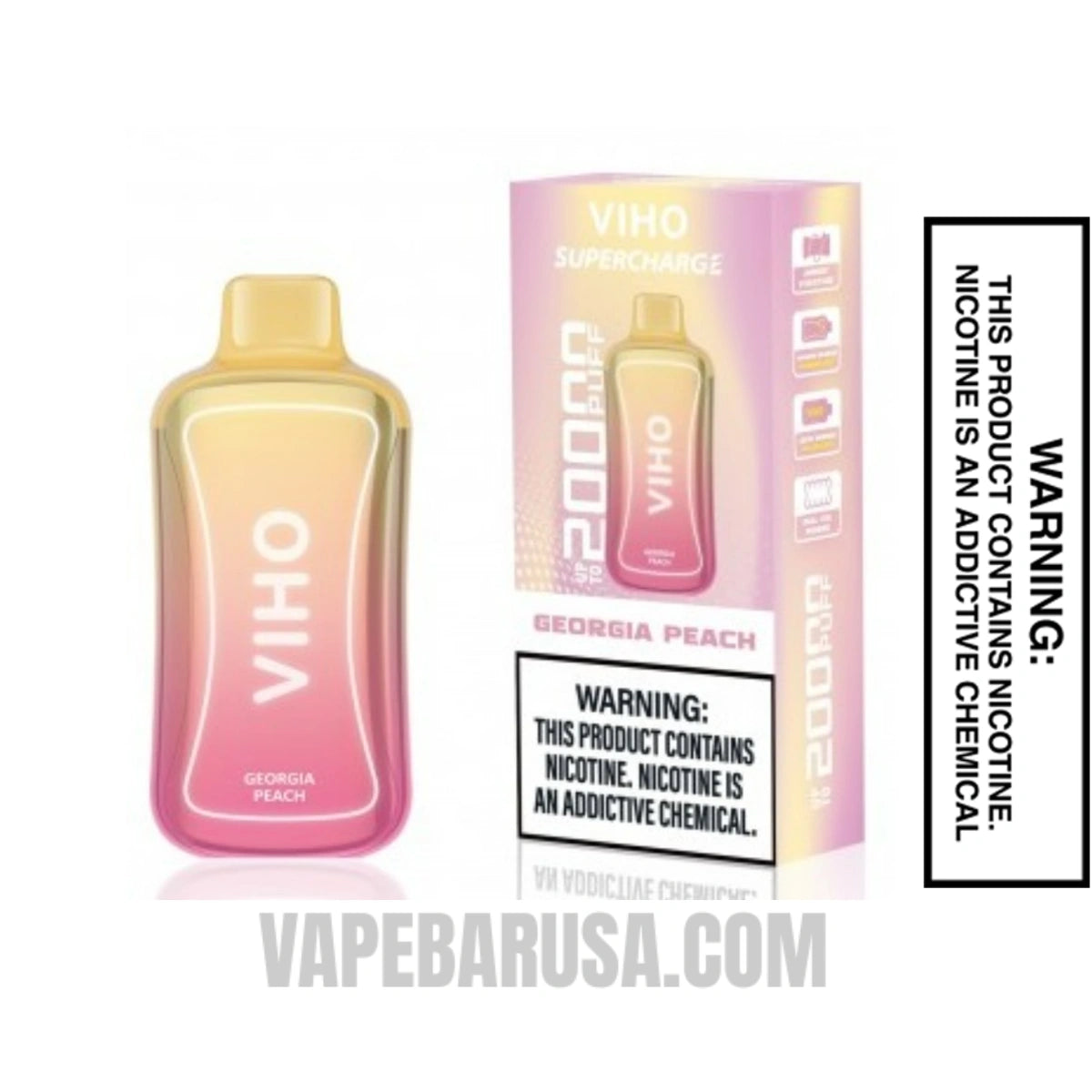 Georgia Peach VIHO Supercharge 20000 Puffs Disposable Vape With Package Box