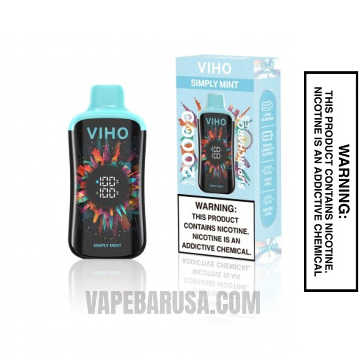 Simply Mint VIHO Supercharge Pro 20K Disposable Vape With Package Box