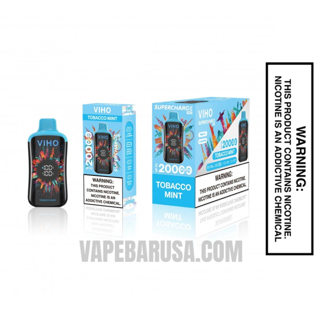 Tobacco Mint VIHO Supercharge Pro 20K Disposable Vape With Bundle Box 