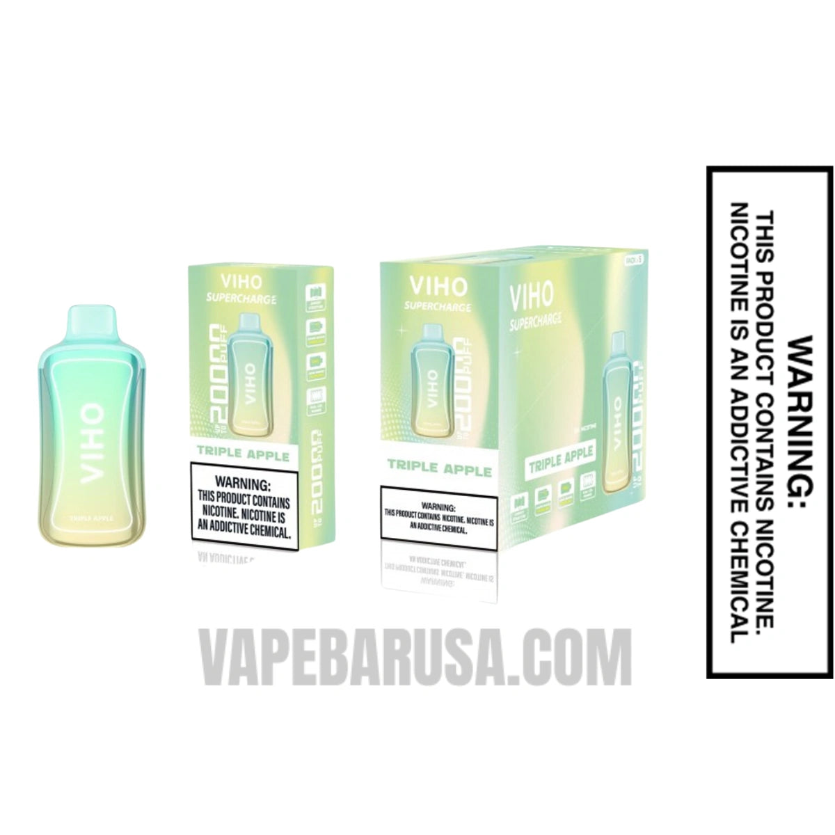 Triple Apple VIHO Supercharge 20000 Puffs Disposable Vape with Bundle Pack