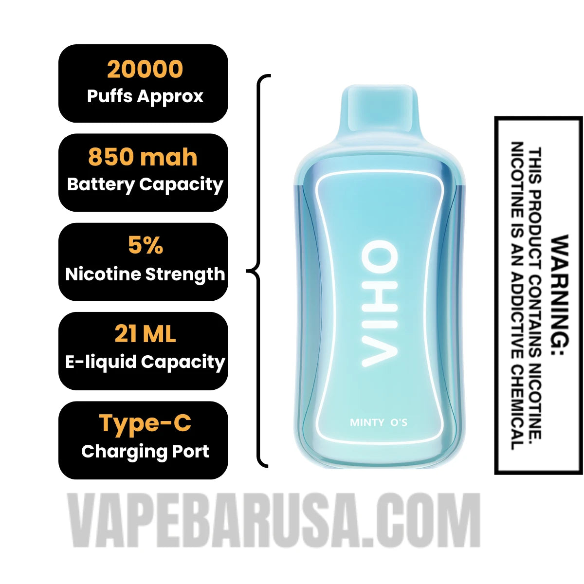 Minty O's Viho Supercharge 20000 Puffs Specifications