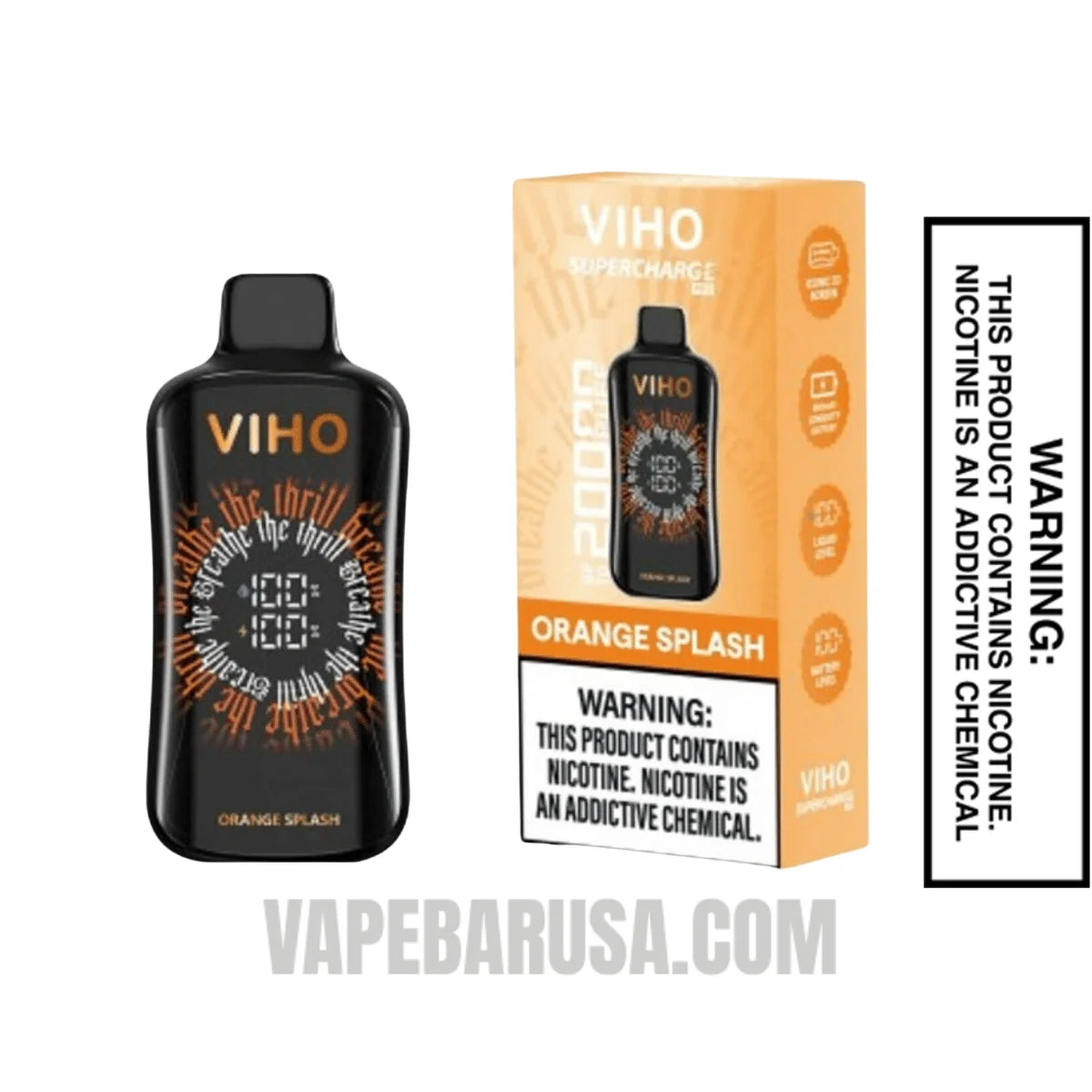 Orange Splash VIHO Supercharge Pro Disposable Vape With Package Box 