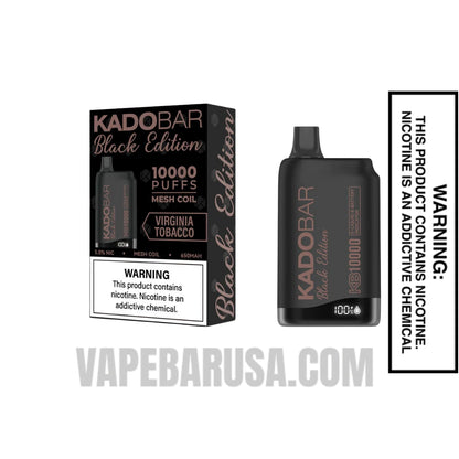 Virginia Tobacco Kado Bar Black Edition Disposable Vape With Package Box