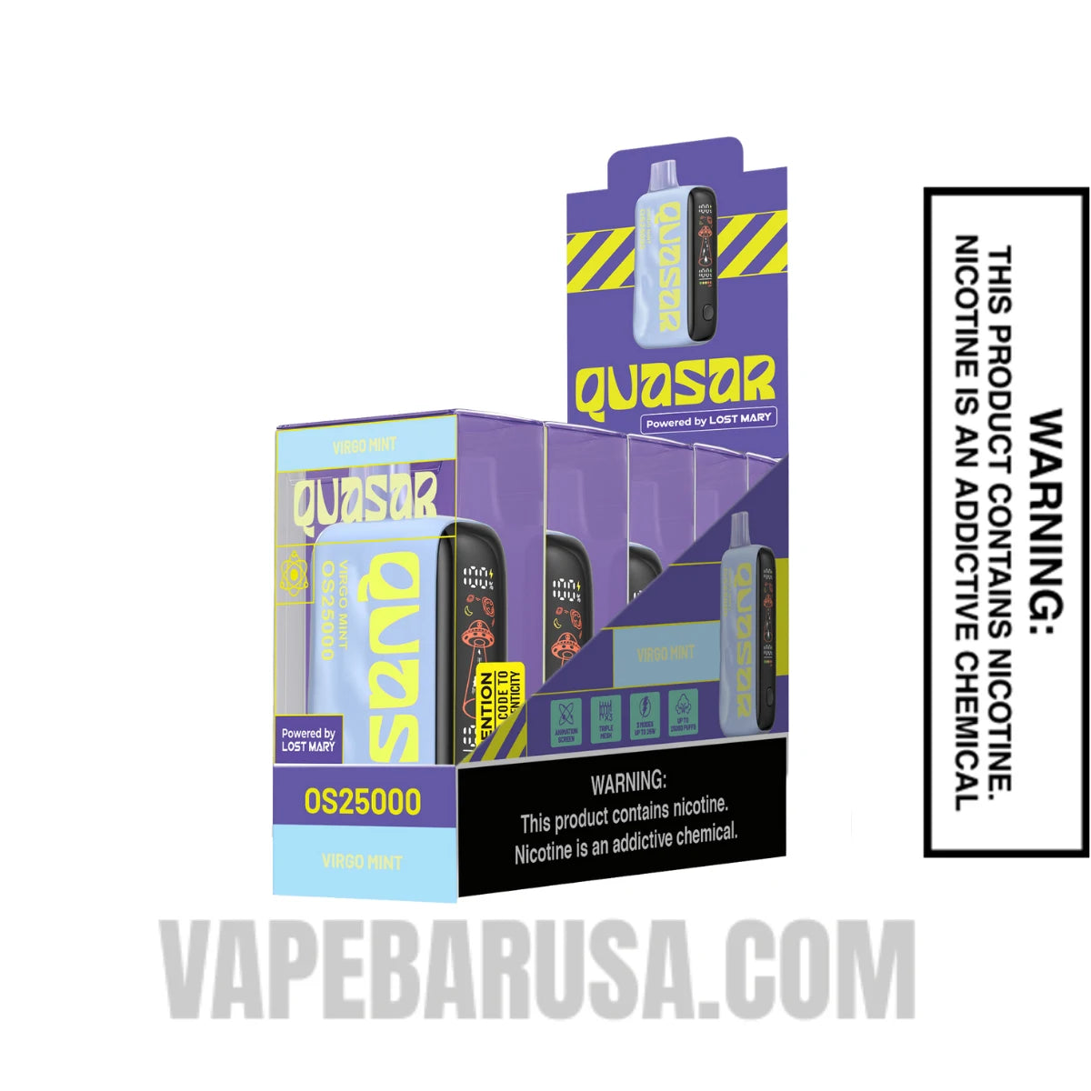 Virgo Mint Lost Mary Quasar OS25000 Disposable Vape With bundle Pack