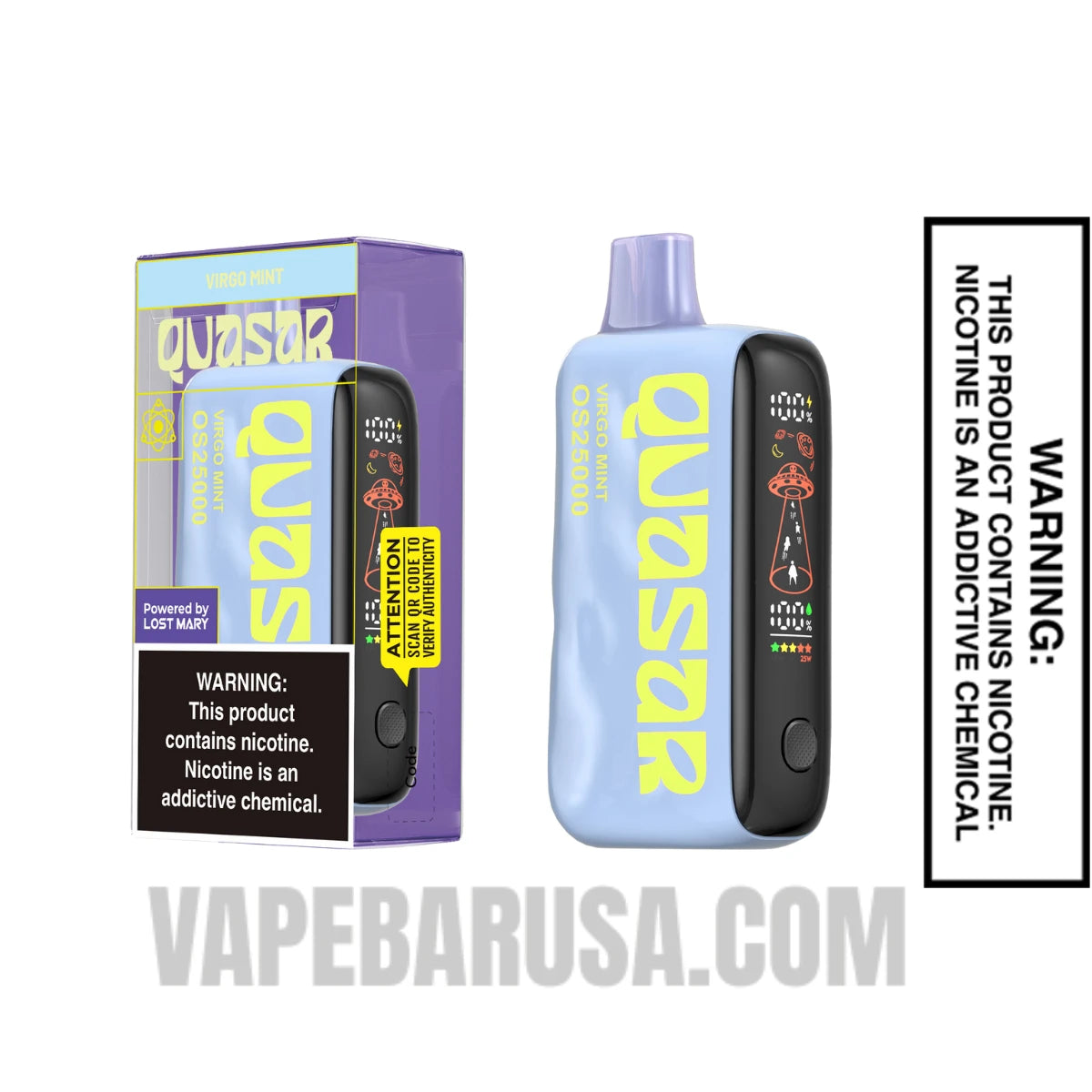 Virgo Mint Lost Mary Quasar OS25000 Disposable Vape with package box