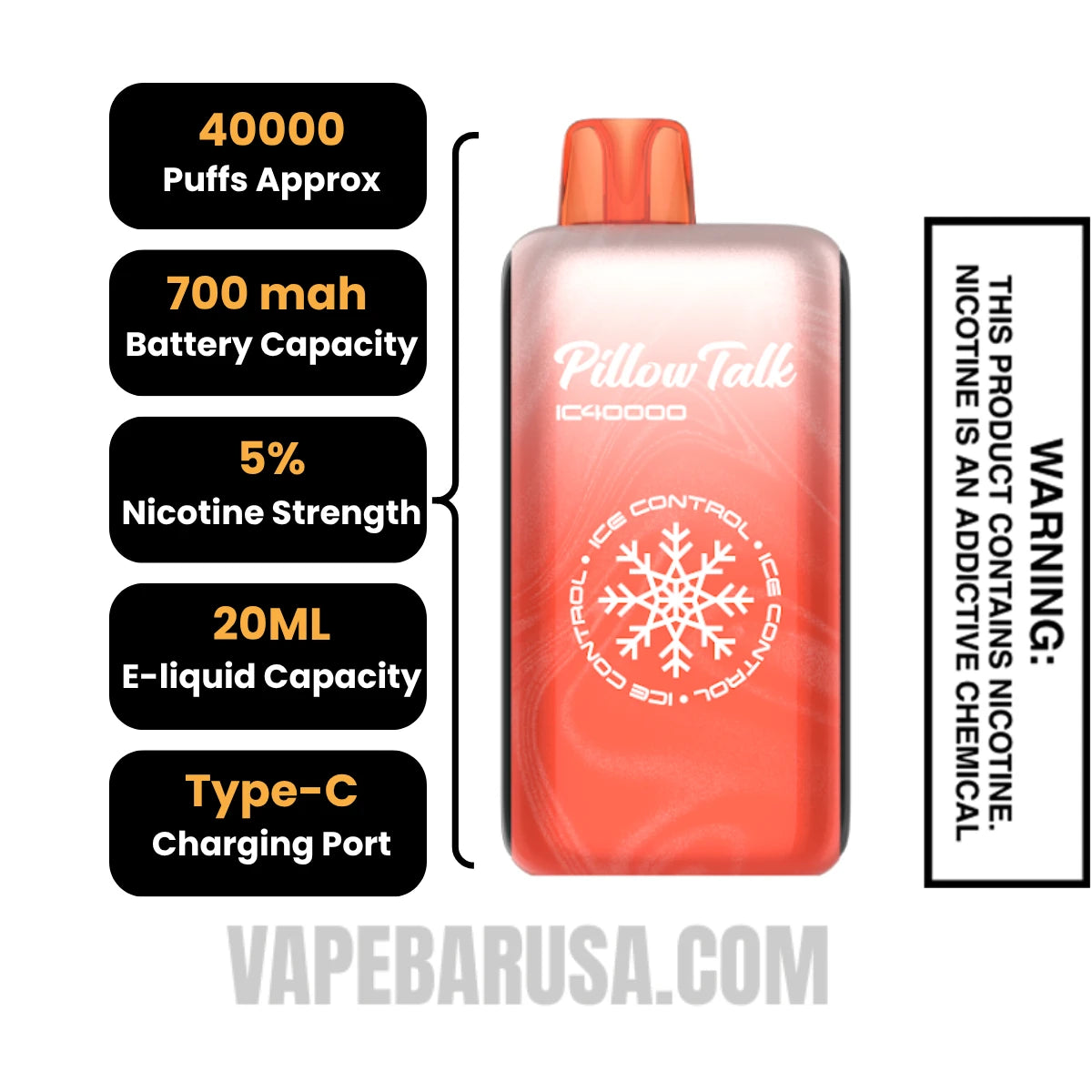 W.O.P Pillow Talk IC40000 Crystal Edition Vape Specification