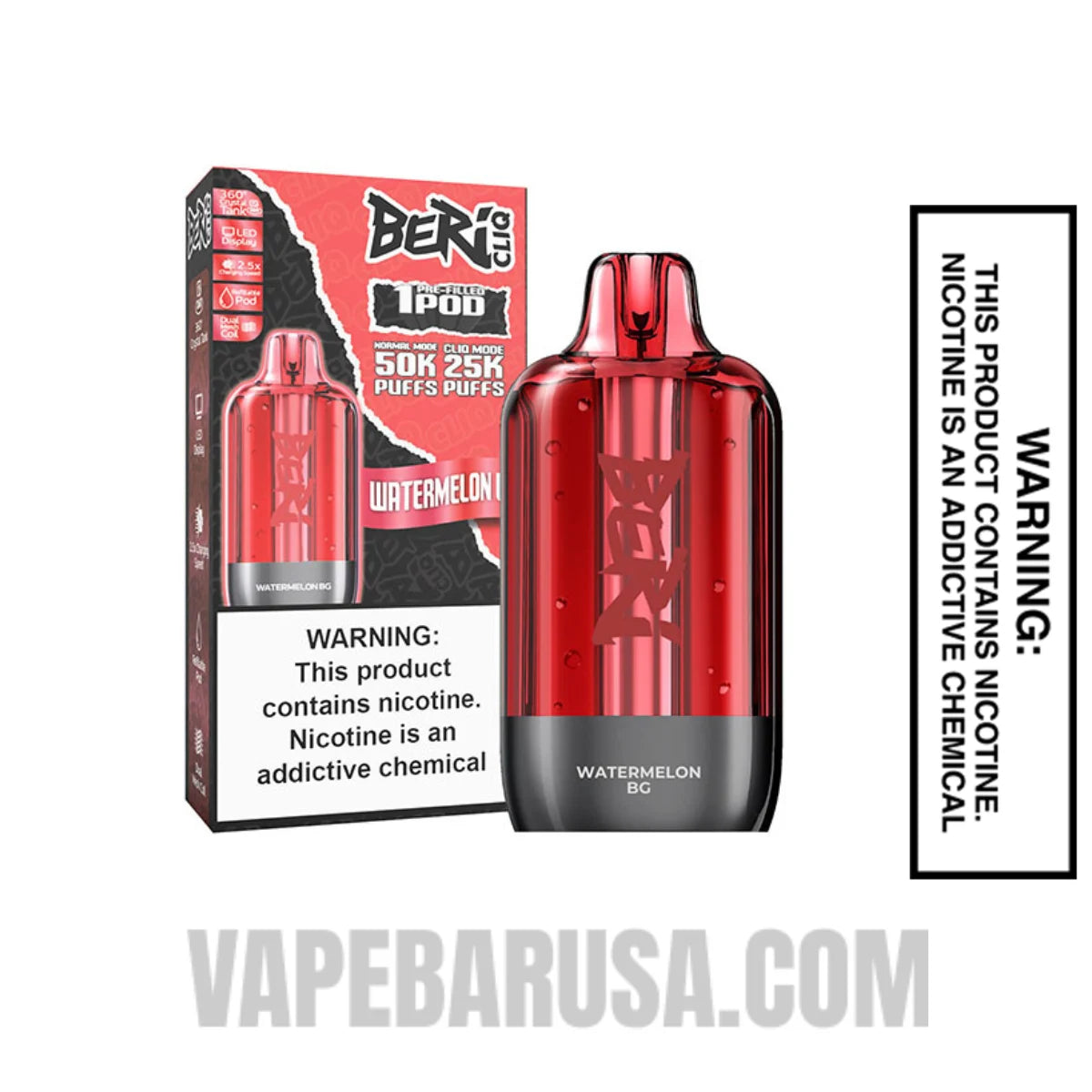 Watermelon BG Beri Cliq 50K Disposable Vape Pod With Package Box