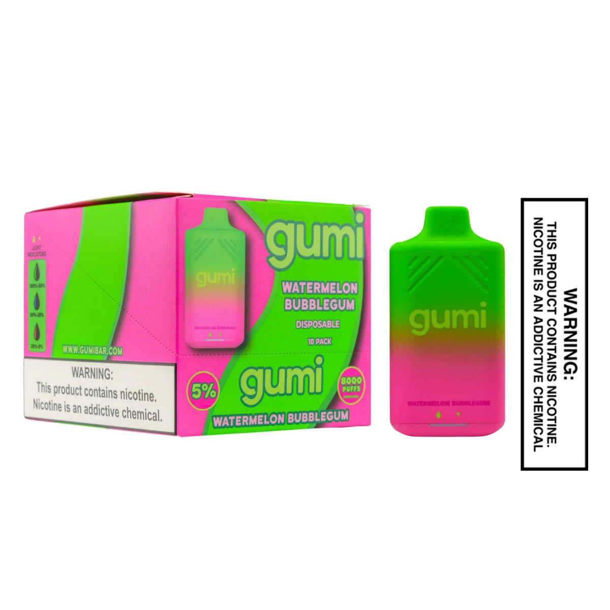 Watermelon Bubblegum Gumi Bar Disposable Vape 8000 Puffs With Bundle Pack